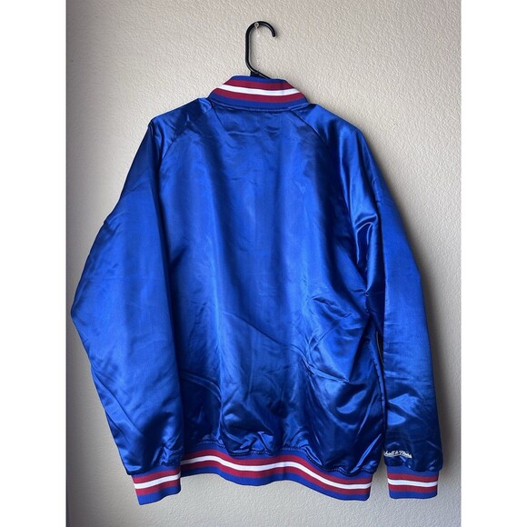 NWT Mitchell & Ness Hardwood Classics Blue Satin Philadelphia 76ers Jacket XL - Picture 7 of 9